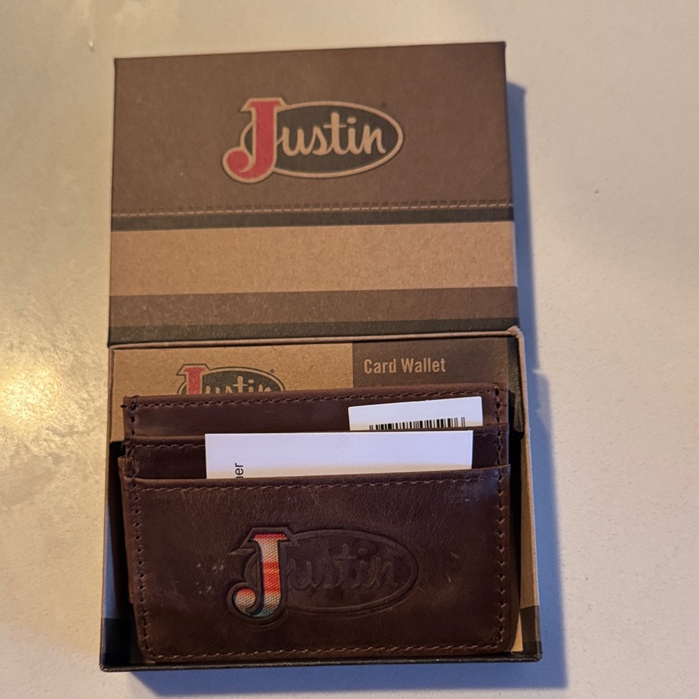 Justin Boots Dark Brown Leather magnetic Card Holder